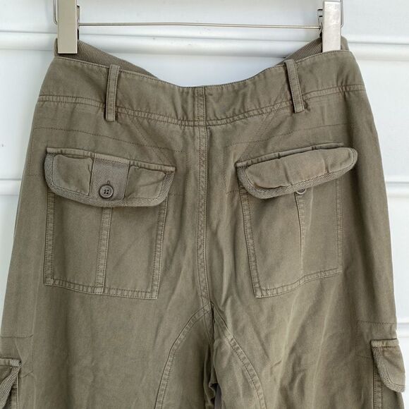 GoSilk Iconic Utility Cargo Ankle Zip Silk Blend Pant Military Green Size 6 - Picture 10 of 13